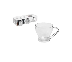 TAZA CRISTAL PACK 6 CAFE ASA METAL